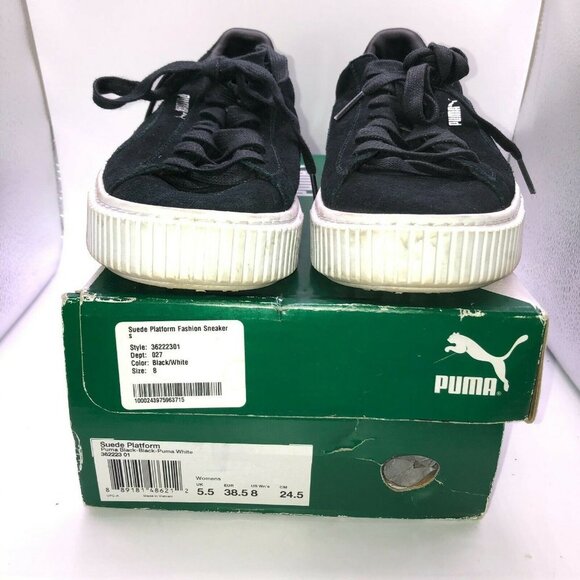 Puma Womens US 8 EU 38.5 Black Suede Platform Sneakers - Picture 8 of 9